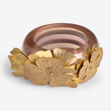 METHACRYLATE BRACELET AUBERGINE AND NUDE RIGID BANGEL WITH FLOWER