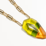GRADIENT GREEN & ORANGE PENDANT NECKLACE