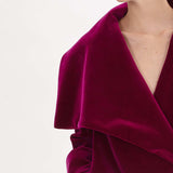 PLAIN AUBERGINE VELVET LAPEL COAT