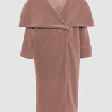 PLAIN NUDE VELVET LAPEL COAT