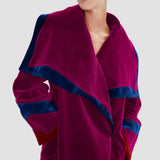 MULTI AUBERGINE VELVET LAPEL COAT