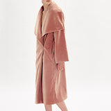 PLAIN NUDE VELVET LAPEL COAT