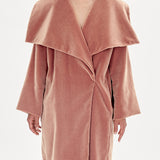 PLAIN NUDE VELVET LAPEL COAT