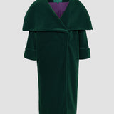 PLAIN BOTTLE GREEN VELVET LAPEL COAT