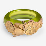 GREEN AND LIGHT GREEN FLOWER RIGID BANGEL
