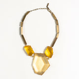 3 STONE NECKLACE IVORY & YELLOW