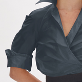 ZWARTE TAFFETA BLOUSE