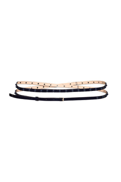 DOUBLE NAVY STUDS LEATHER BELT