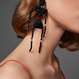 JANTAMINIAU BLACK WARLI BEADS EARRINGS